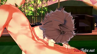Fate Yaoi - Shirou & Sieg Having Sex in a Onsen. Blowjob and Bareback Anal with creampie and cums in his indiscretion 1/2